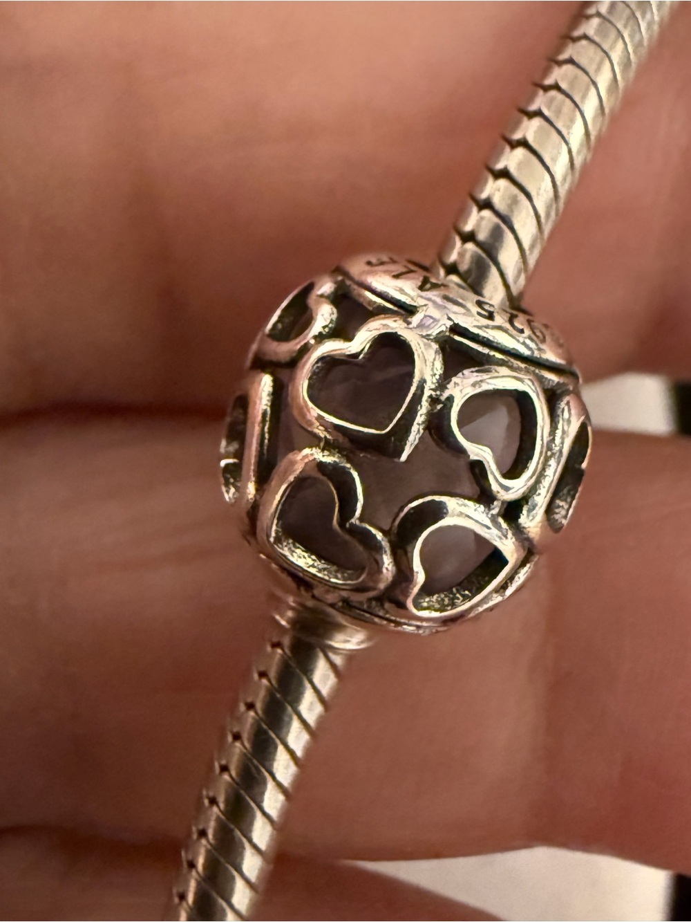 Pandora Silver Open Heart Charm Bead - Silver